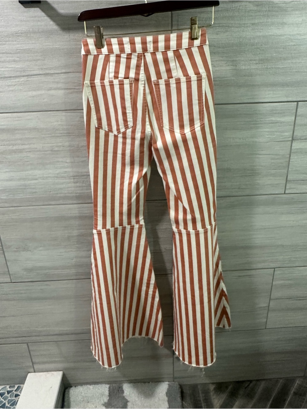 NWOT Free People Float on Flare orange and white striped pants bell bottoms - Picture 3 of 6